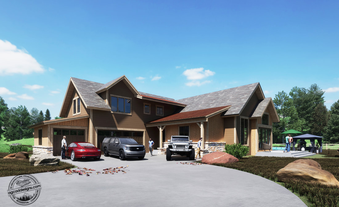 Custom Luxury Mountain contemporary home 3D exterior architectural design services Summit Silverthorne Colorado