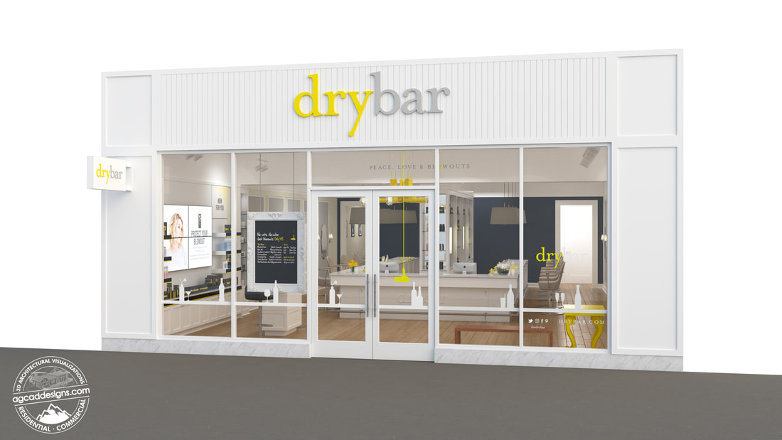 3D architectural visualization for retail spaces drybar exterior design services